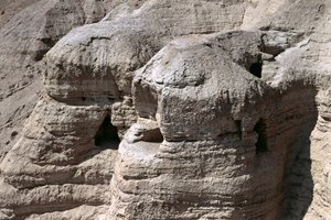 View of the Qumran Caves, where the Dead Sea Scrolls were discovered